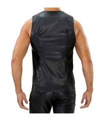 TOF PARIS Tank Top Fetish Zipped Tank Leather Look Chic 19