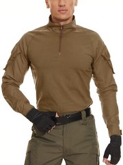Men’s 1/4 Zip Shirts Long Sleeve Ripstop Top Outdoor Work Hiking Training Shirts