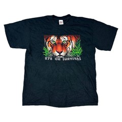 Wildlife Graphic Print T-Shirt Tiger Single Stitch USA T-Shirt Black Mens XL