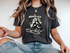 DJ Mona Lisa T-Shirt Funny Music Art Vinyl Record DJ Graphic Tee