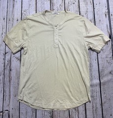 Buck Mason Mens Size Medium Beige Short Sleeve Henley Shirt 100% Cotton