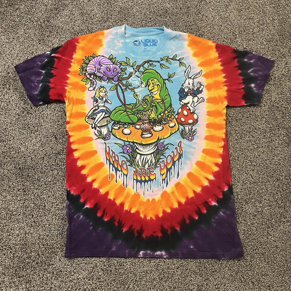 Liquid Blue 2014 Men T Shirt Alice In Wonderland We’re All Mad Here Tie Dye Sz M
