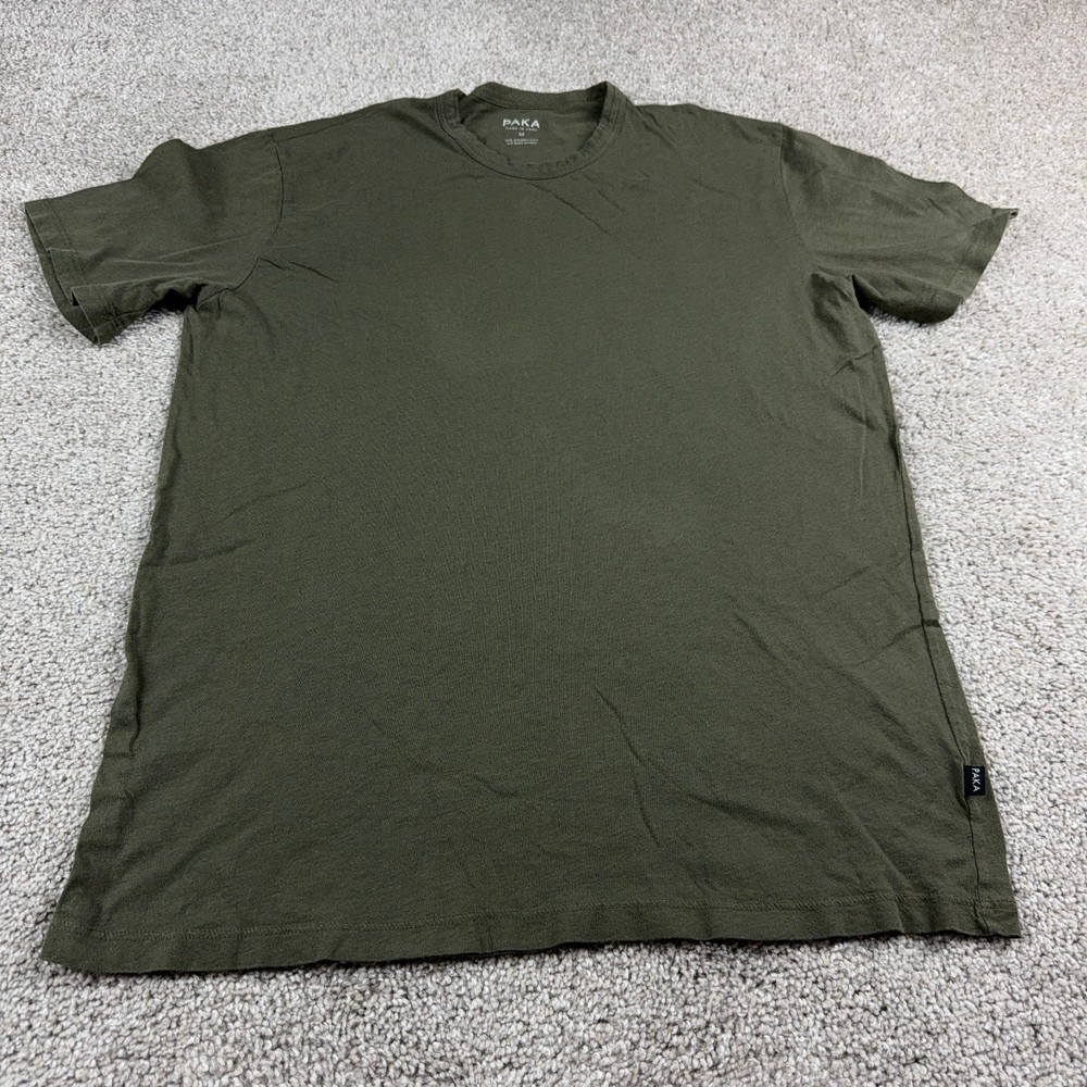 Paka Shirt Mens Medium Green Baby Alpaca Wool Blend Crew Neck Short Sleeve
