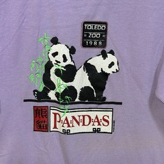 Vintage Single Stitch Distressed 1988 Toledo Zoo Pandas XL T-Shirt Bamboo Tee