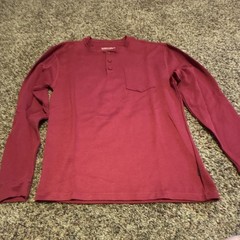 Lincoln Outfitters Men’s Red Henley Long Sleeve Knit T-Shirt Button Size M