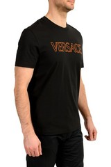 Versace Men’s Black Logo Embroidered Crewneck Short Sleeve T-Shirt US 2XL IT 56