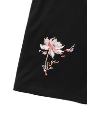 Niepce Japanese Streetwear Embroidery T-shirt Blue Phoenix Graphic Tee for Men