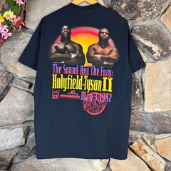 Vintage 1997 Mike Tyson vs Holyfield II T Shirt Size Medium Black Bite Fight