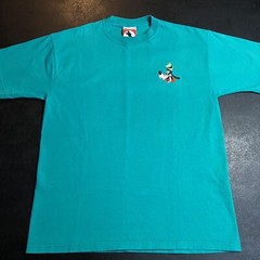*read* Adult Medium Disney Embroidered Goofy Cyan T-Shirt Mickey Inc. Tag Med M