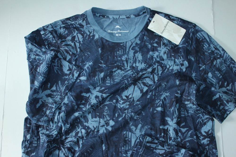 Tommy Bahama T Tee Shirt Canopy Camo Crew Indigo Blue SS New Medium M