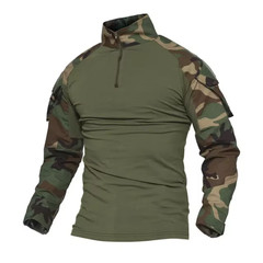 Tactical Combat Shirt Men Army Military Camo Long Sleeve Airsoft Hunting