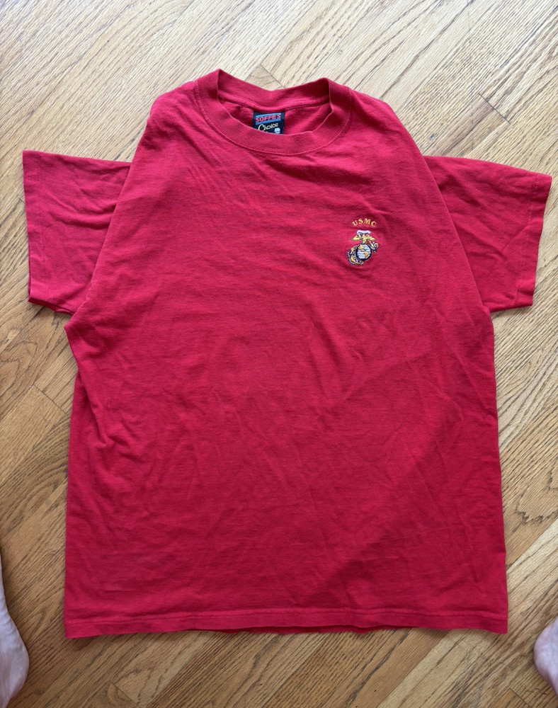 Choice Basics Men’s USMC Embroidered Red T-Shirt L Crew Neck vintage USA
