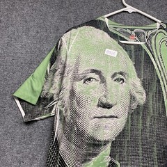 Dollar T-shirt Adult Size Large Green Short Sleeve Mens Graphic Print Y2K