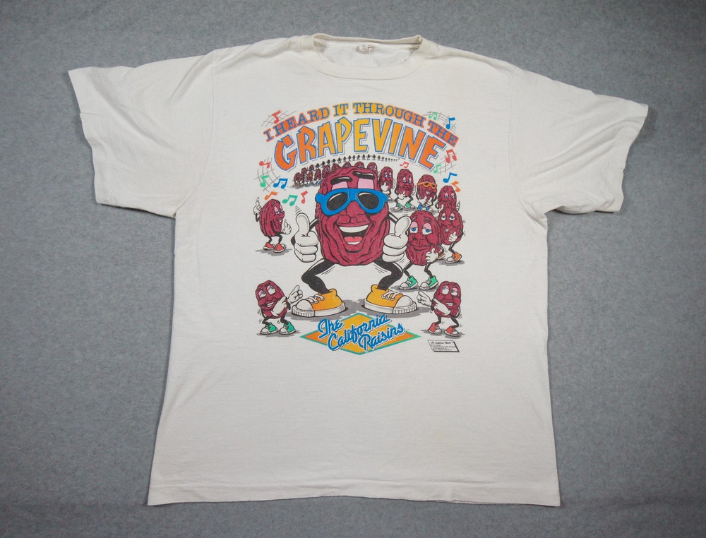 Vintage California Raisins Shirt Mens XLarge White Graphic Tee Grapevine 80s