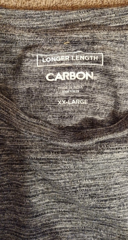 Carbon T Shirt Size XXL Longer Length Short Sleeve Grey Lightweight Comfortable
