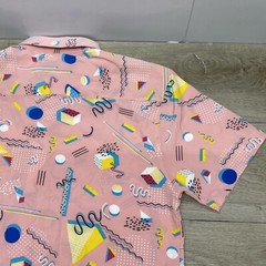 NWT 90s Inspired Button Up Drill Clothing Co Unisex T Shirt Pink 90% Polyester M