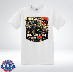 Big Boy 4014 Patriotic Steam Train Enthusiast Graphic T-Shirt