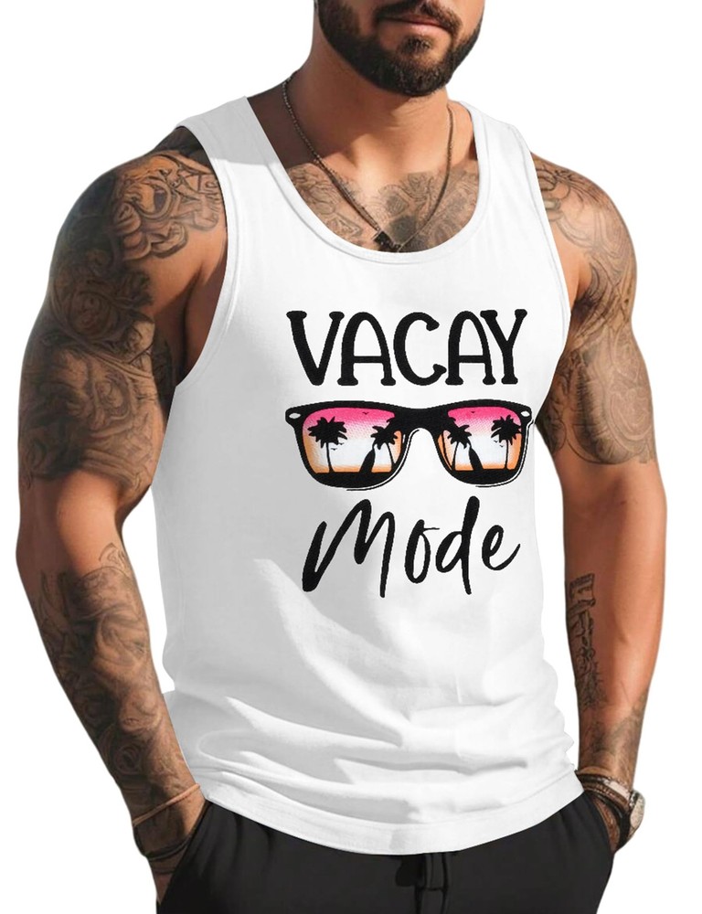 Tank Top for Men Beach Men’s Tank Shirts Tank Tops Men Summer Sunglasses Grap…