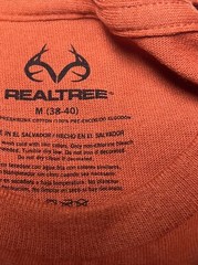 REALTREE Long Sleeve T-Shirt Bone Collector Camo Logo Dark Orange Mens M (38-40)