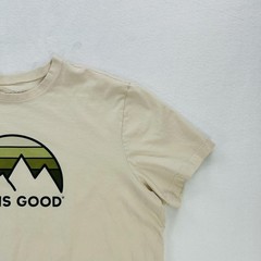 Life Is Good Shirt Mens 2XL Beige Mountain Logo Graphic Hiking Outdoor Tee