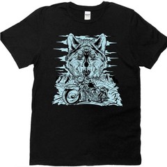 Wolf Motorcycle Graphic Tee Biker Wolf Mountain Rider Wildlife Gift Shirt.