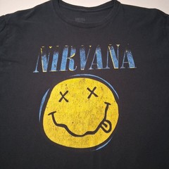 Nirvana Band Shirt L Smile Face 1990s Alternative Rock Band Graphic Faded READ
