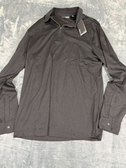 Murano Liquid Luxury Mens Black Quarter Zip Long Sleeve Shirt NWT Size LT
