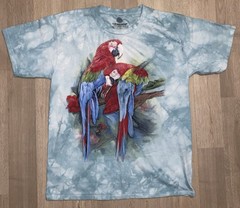 The Mountain Tie Dye Parrot T-Shirt Large Blue Birds Art Colorful
