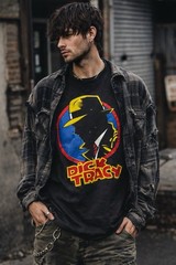 VINTAGE 1980s 1990s Dick Tracy T-Shirt , XL Disney Black ORIGINAL Flaws