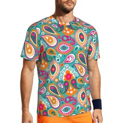 Men’s Retro Psychedelic Art T-Shirt O-Neck Short Sleeve Fun Design Gym Beach Fas