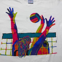 Vintage 90s Volleyball Pop Art Beach Sports Athletics Graphic T-Shirt USA – XL