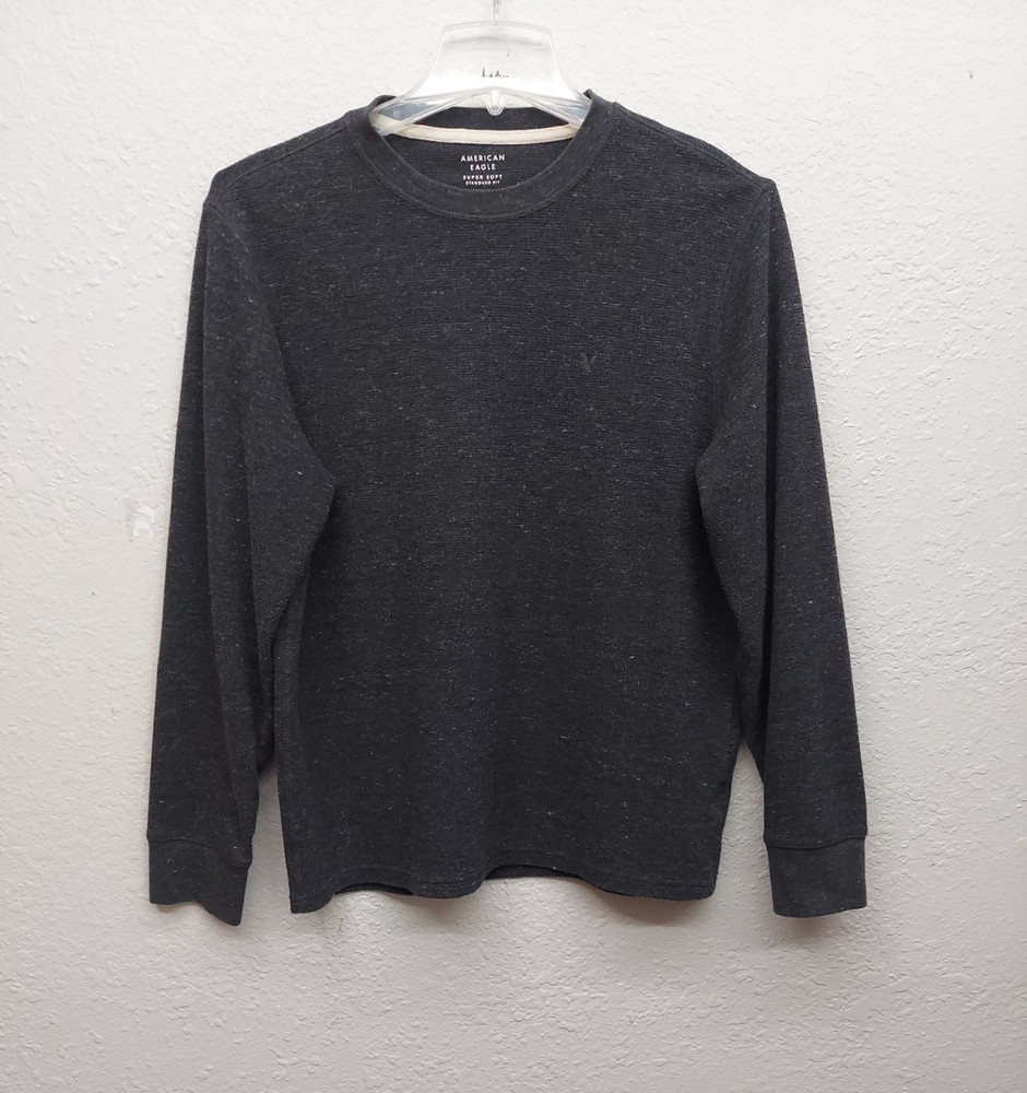 American Eagle Waffle Knit Shirt Mens XL Gray Super Soft Standard Thermal