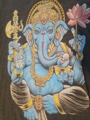 Gray Ganesha Hindu Elephant Lotus Shirt Size L