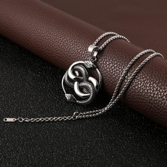 Goth Punk Jewelry Men’s Stainless Steel Animal Snake Pendant Necklace 22+2Inc…