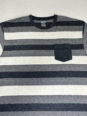 CSG Mens T-Shirt Black-Gray Striped Crew Neck Pocket Short Sleeve Size XL