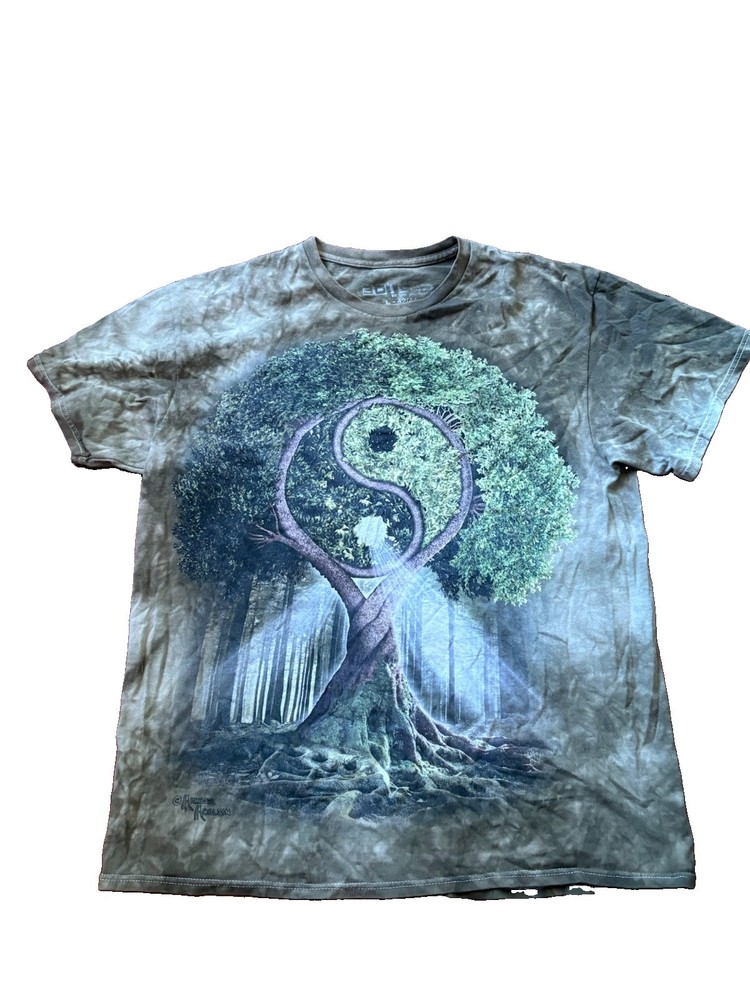 The Mountain Michael McGloin Tree of Life Yin-Yang T Shirt Size Large Tie Dye