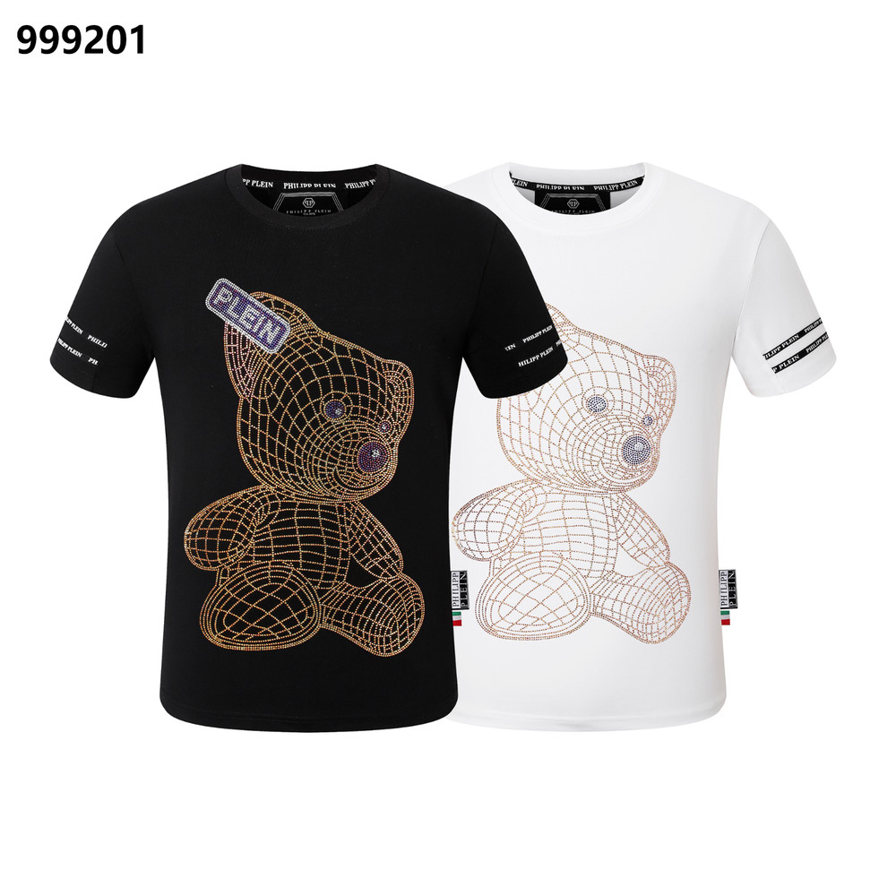 NWT Philipp Plein Animal Diamond Emblem Black/White Merino T-shirt