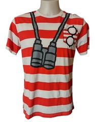 Where’s Waldo Mens Adult Unisex Medium Striped Costume Shirt Cotton/Polyester