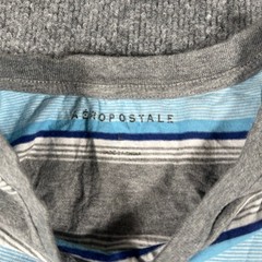 Aeropostale T-Shirt Mens Size L Blue Grey Striped Crew Neck Short Sleeve Casual
