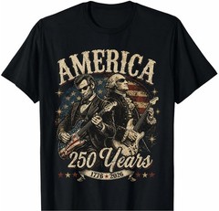 George Washington Lincoln Playing Guitar Abe Lincoln 250th America 250 T-Shirt