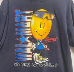 Vintage 90s Walmart smiley face t-shirt tee striving for excellence