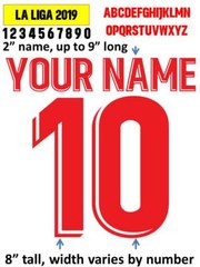 LA LIGA 2019 IRON ON heat press transfer numbers for soccer jersey