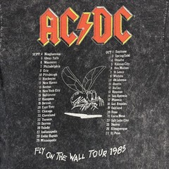AC/DC Shirt Mens Medium Black Fly On The Wall Tour 1985 Rock Band Graphic Tee