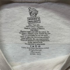 Where’s Waldo? T-Shirt Mens XXL White Long Sleeve Graphic Cartoon Camping Map