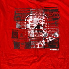 AND1 T-Shirt Basketball Boombox Streetwear Mens XL Red Graphic Sporty Tee *Wear*