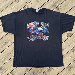 Vintage Y2K Wolf Eagle Biker T Shirt American Legends Motorcycle 2XL