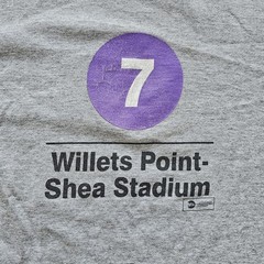 Shea Stadium MTA NYC Subway Womens T-Shirt New York Mets Small Gray 7 Line X5c