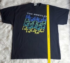 THE BEATLES Adult XL Black T-shirt John Paul George Ringo Faces Colorful Square