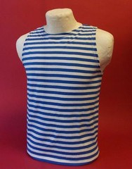Russian TELNYASHKA TANK TOP ShipFromUSA Blue Striped Shirt Hi Quality 100%Cotton