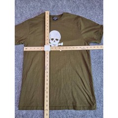 Mil-Tec Skull Crossbones T-Shirt Mens Size M Olive Green Graphic Military Tee